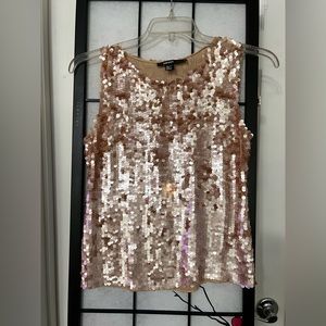 DKNY Silk Champagne Sequin Tank